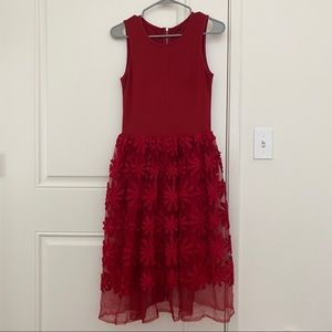 Midi dress with daisy in red